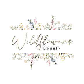 wildflowers beauty logo, wording central and wild flowers on top and bottom