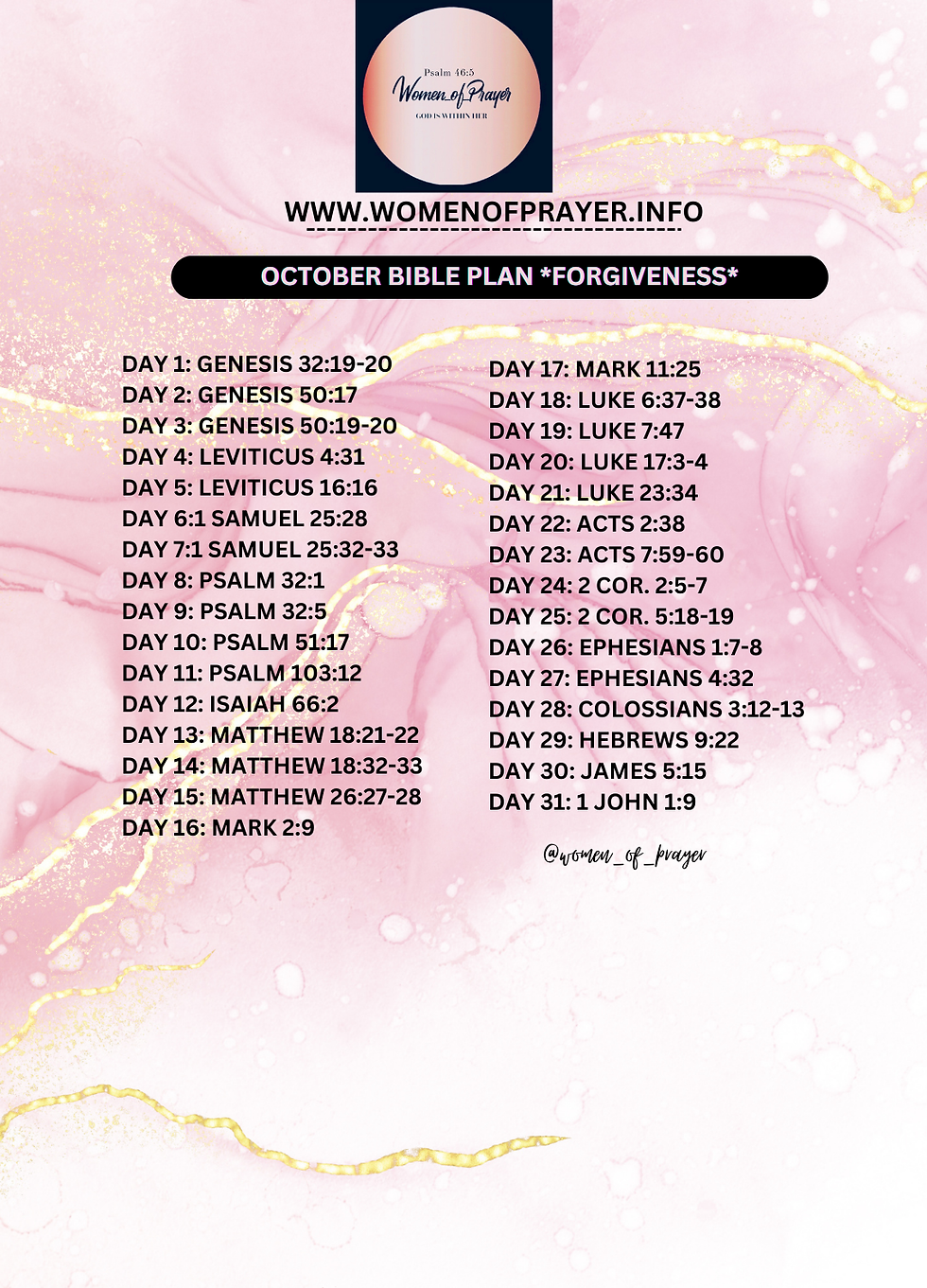 October Bible Plan : Forgiveness
