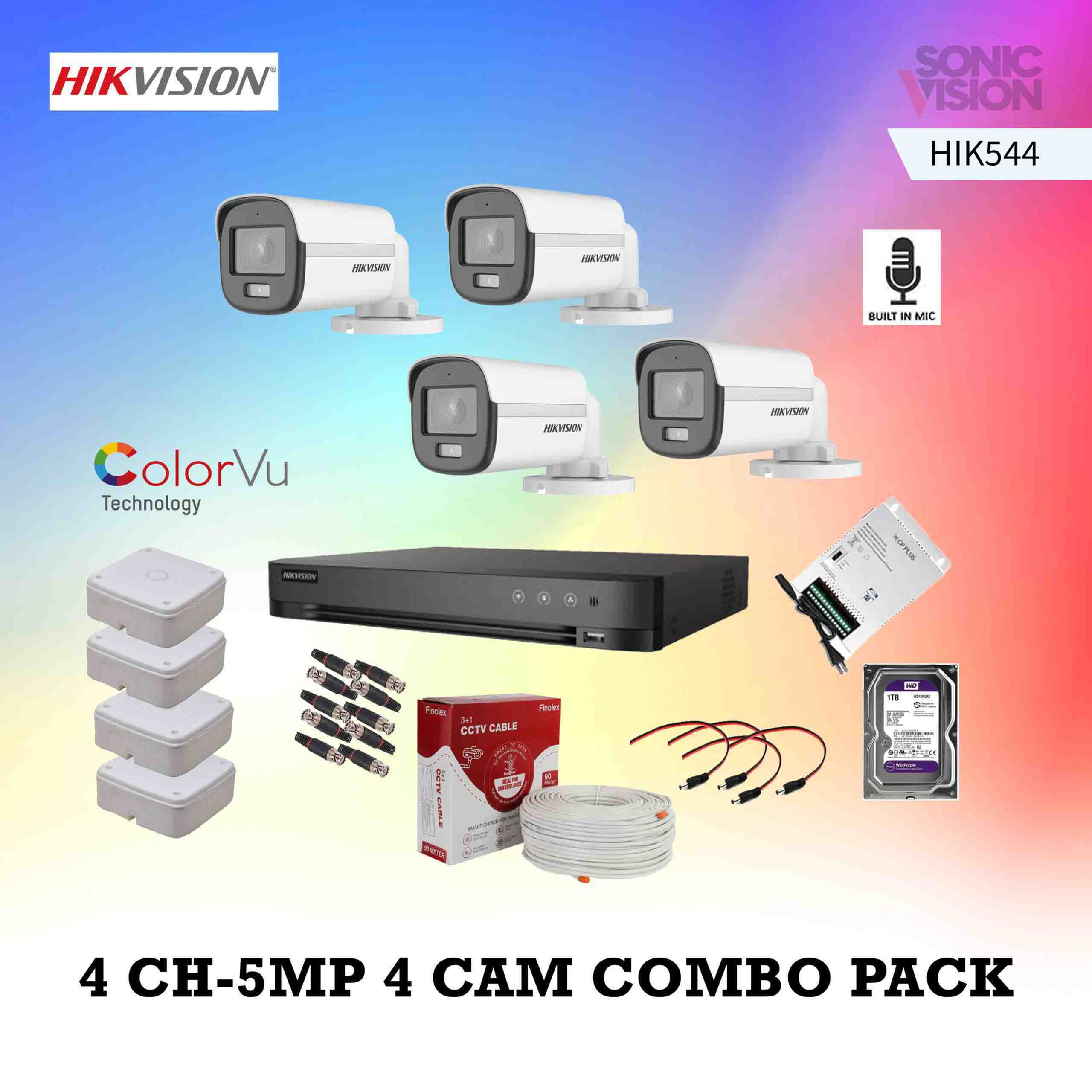 Combo offer 5 MP 4Ch HD DVR with 4 Bullet camera colour