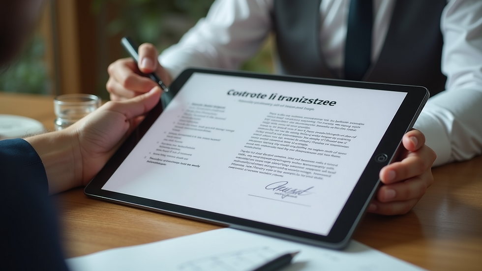 High angle view of a digital document being prepared for notarization