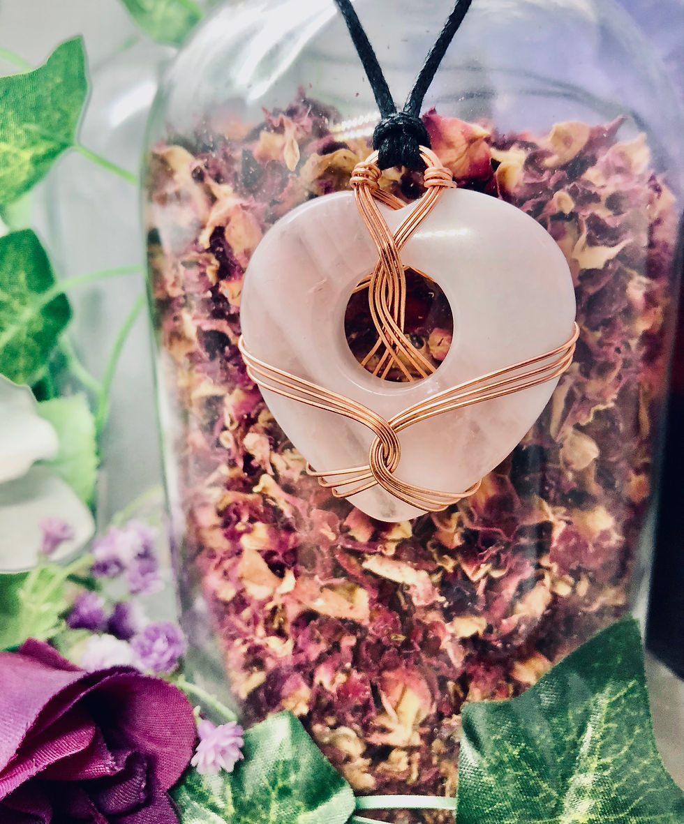 Wire Wrapped Rose Quartz Heart
