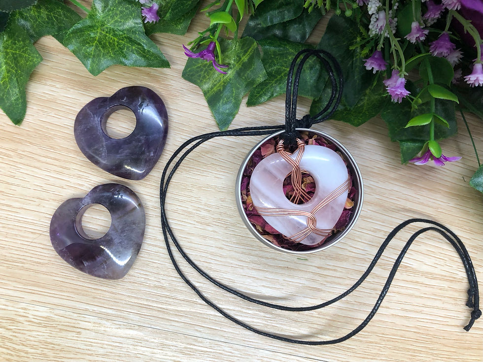 Thumbnail: Wire Wrapped Rose Quartz or Amethyst Heart