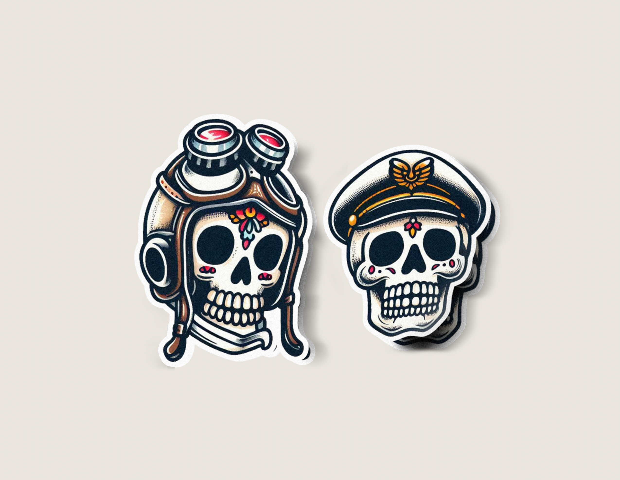 SAILOR AND CAPTAIN SKULLS STICKER SET