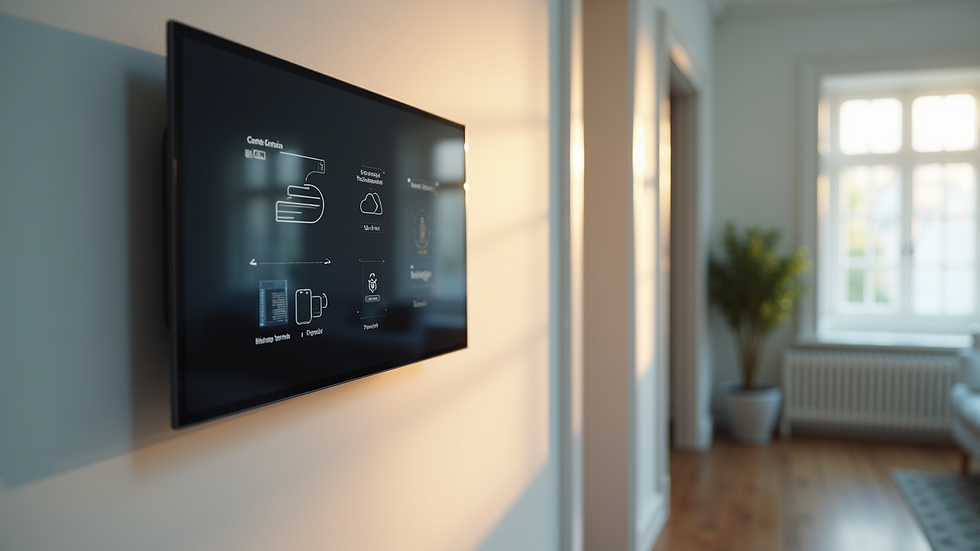 High angle view of a smart home control panel on a wall