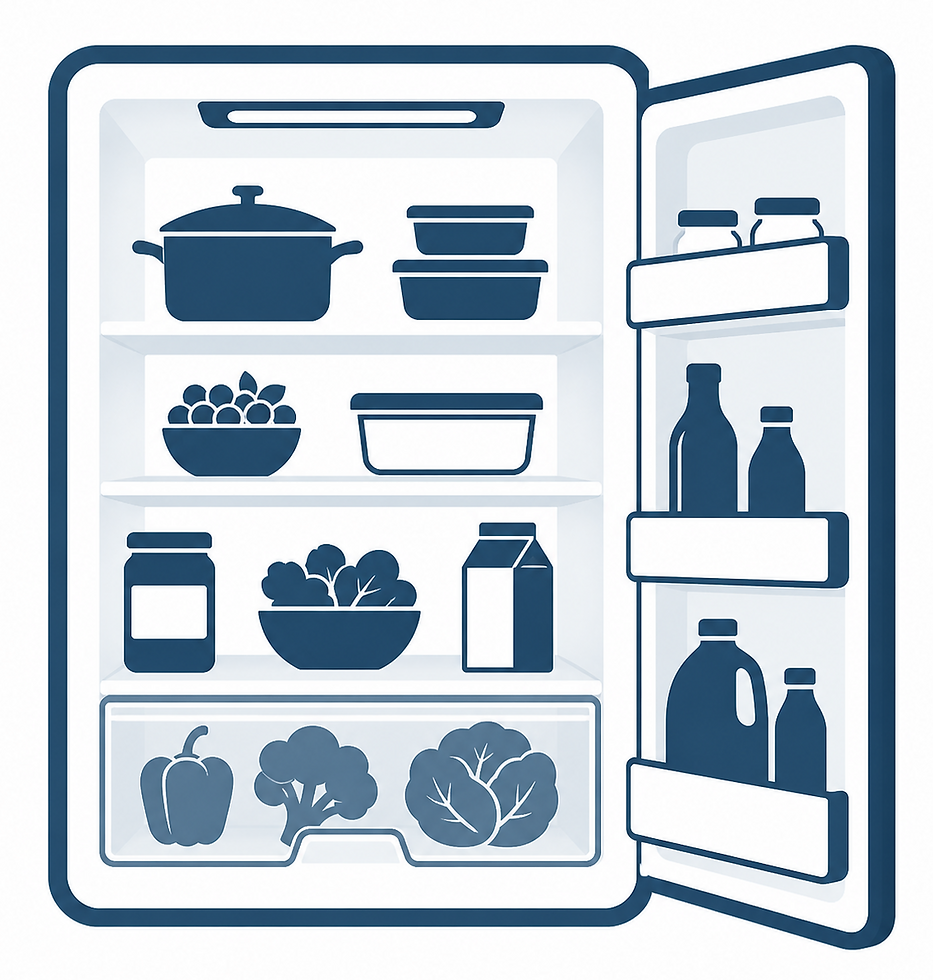 Open refrigerator filled with food