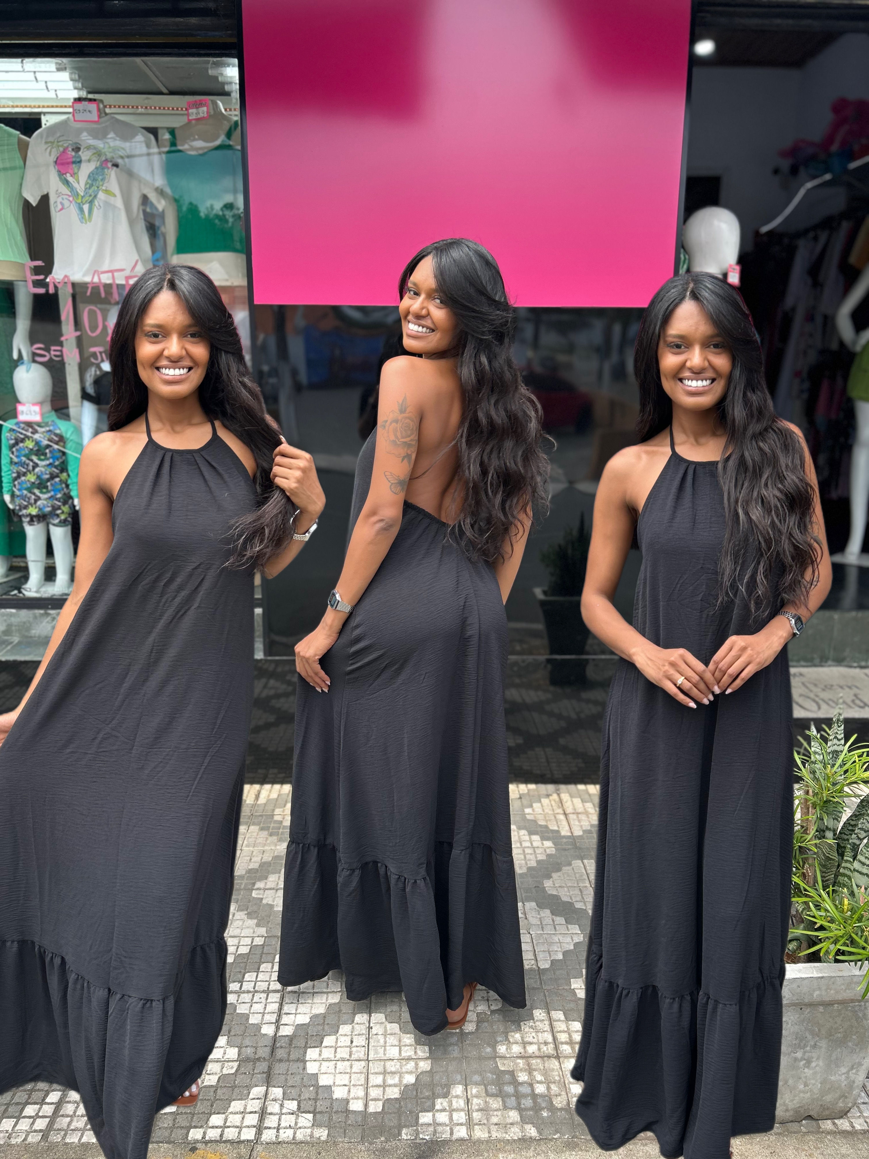 Vestido Costa nua largo longo 