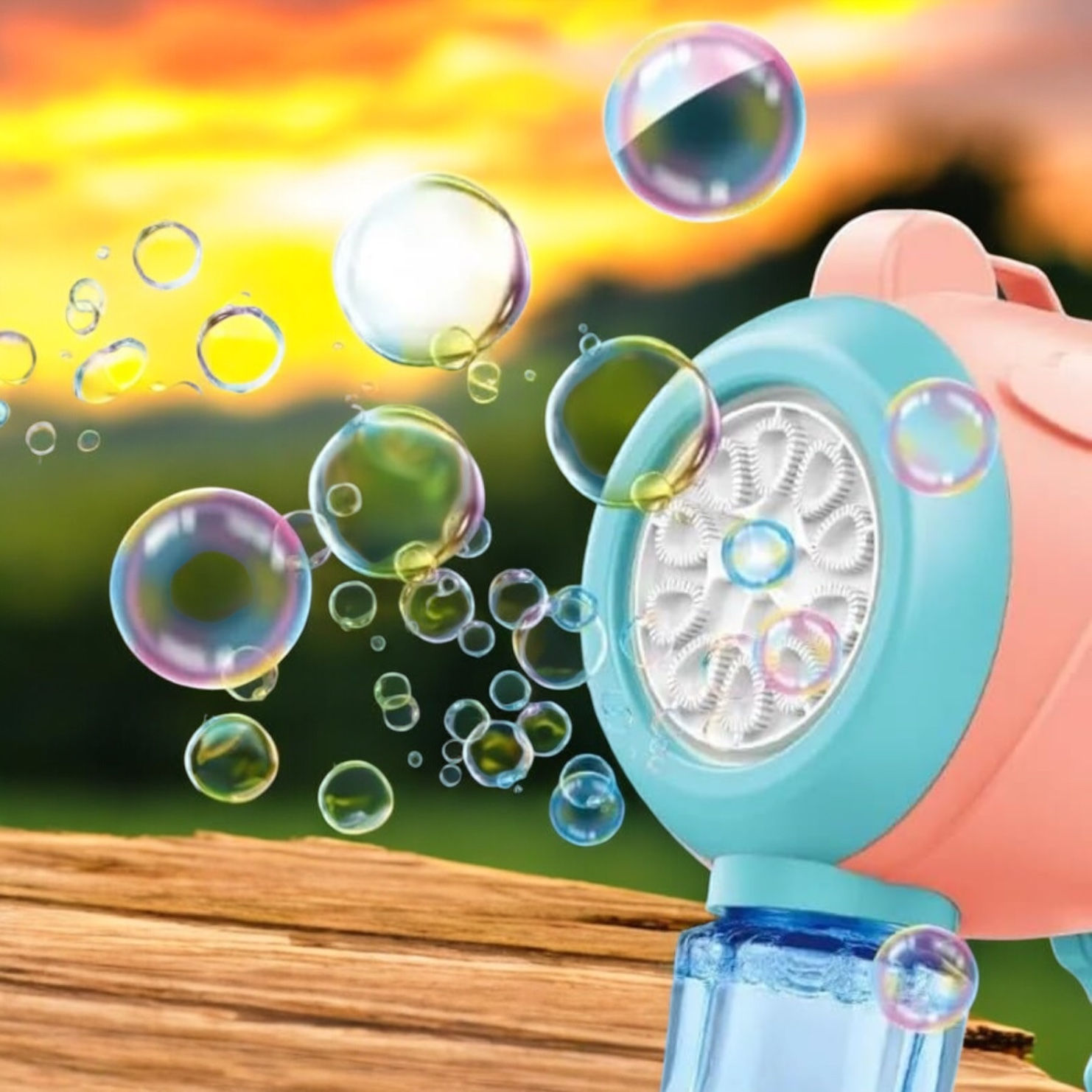 Pink automatic bubble blower machine