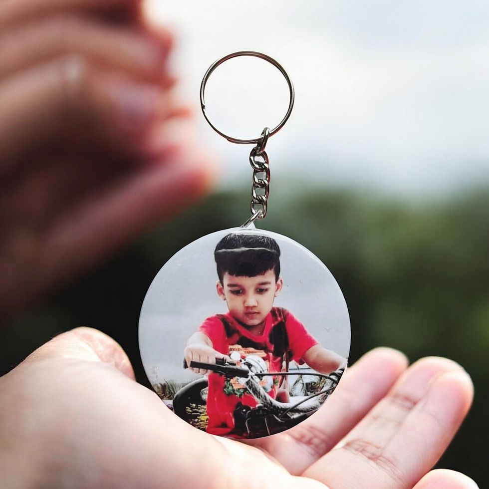 Thumbnail: Round keychain with child's photo