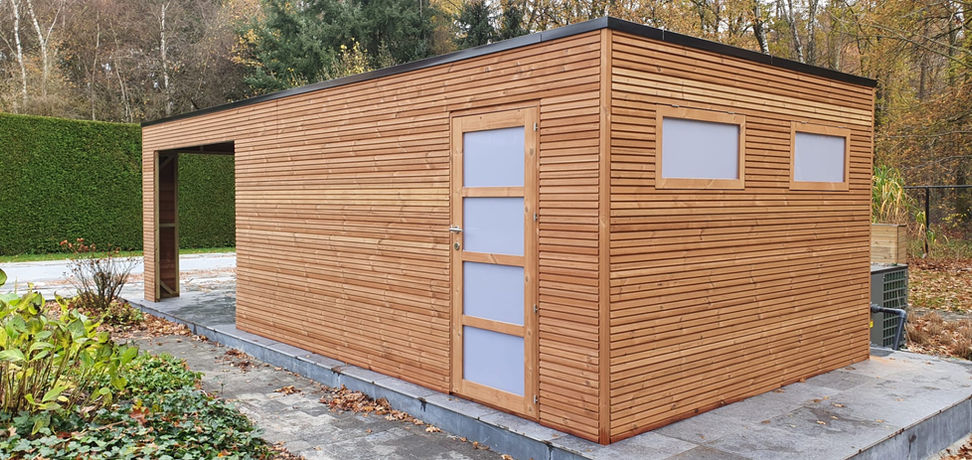 thermowood tuinhuis met enkele deur