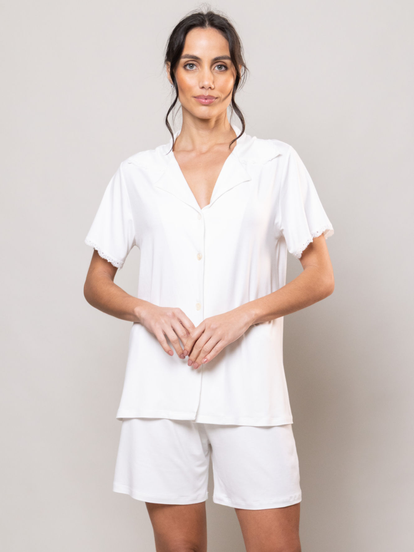 Pijama Curto Soft Aura Off White