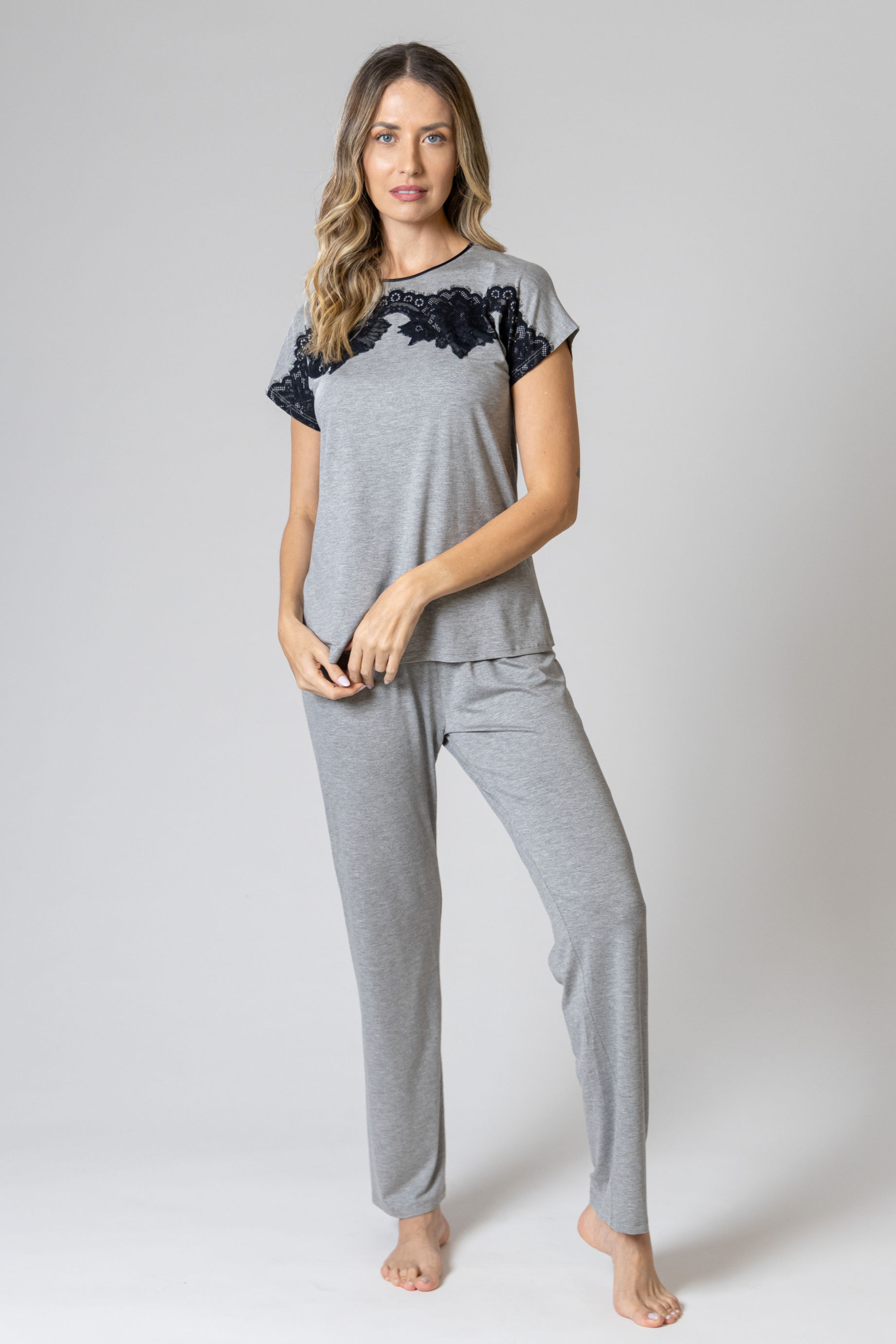 Pijama Longo Alice Mescla