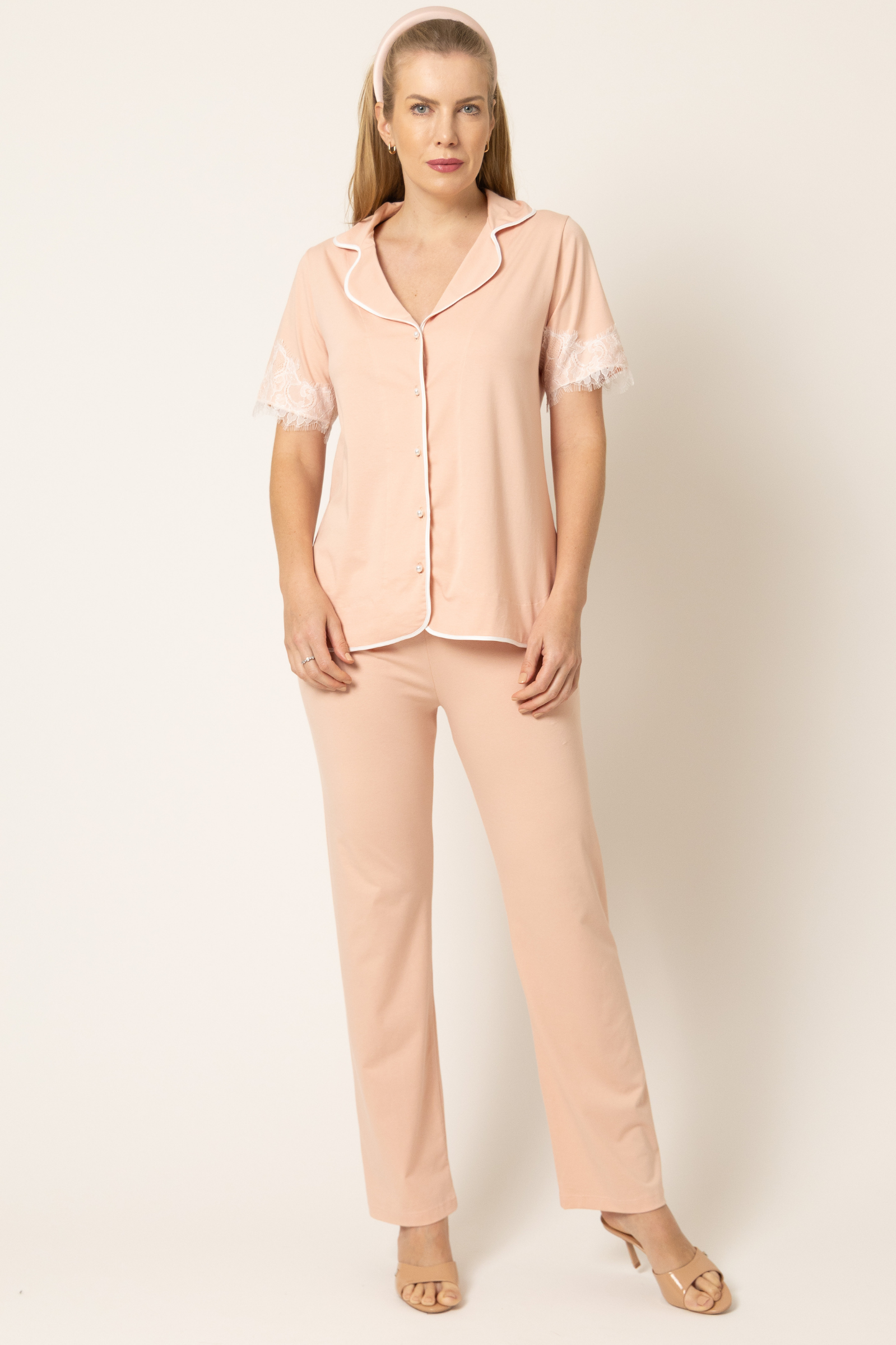 Pijama Longo Silk Cotton Rosé