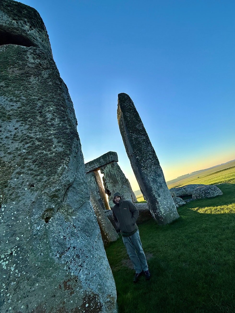 Dan—freezing in his lightweight jacket—and NOT posing like a Rolling Stone.