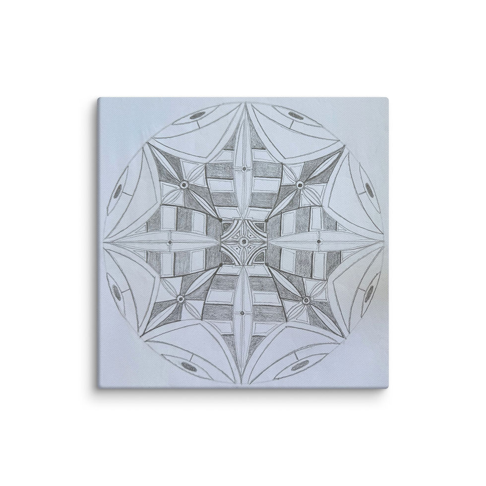 Thumbnail: MandaLei #1193, hand drawn graphite, grey scale, geometrical, canvas print