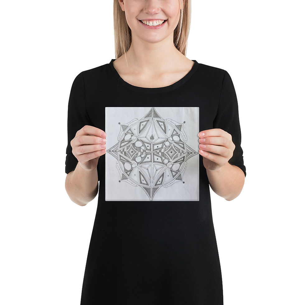 Thumbnail: MandaLei #543 ,hand drawn graphite, grey scale, geometrical, canvas print