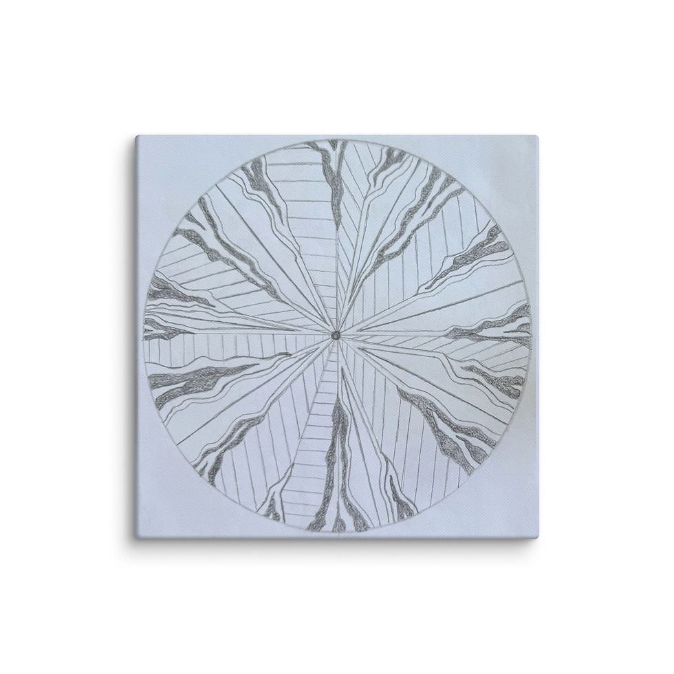 Thumbnail: MandaLei #1196, hand drawn graphite, grey scale, geometrical, canvas print