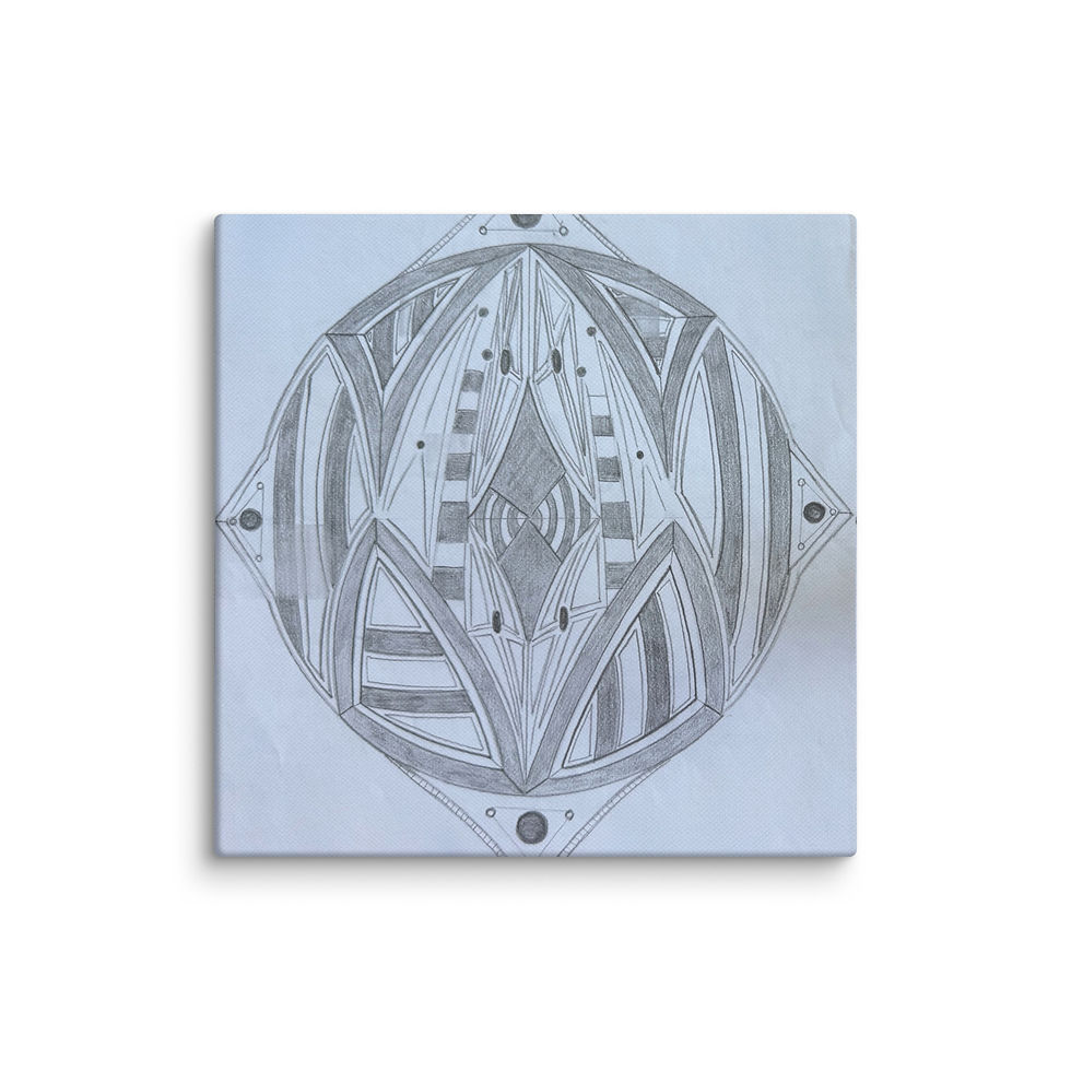 Thumbnail: MandaLei #1192, hand drawn graphite, grey scale, geometrical, canvas print