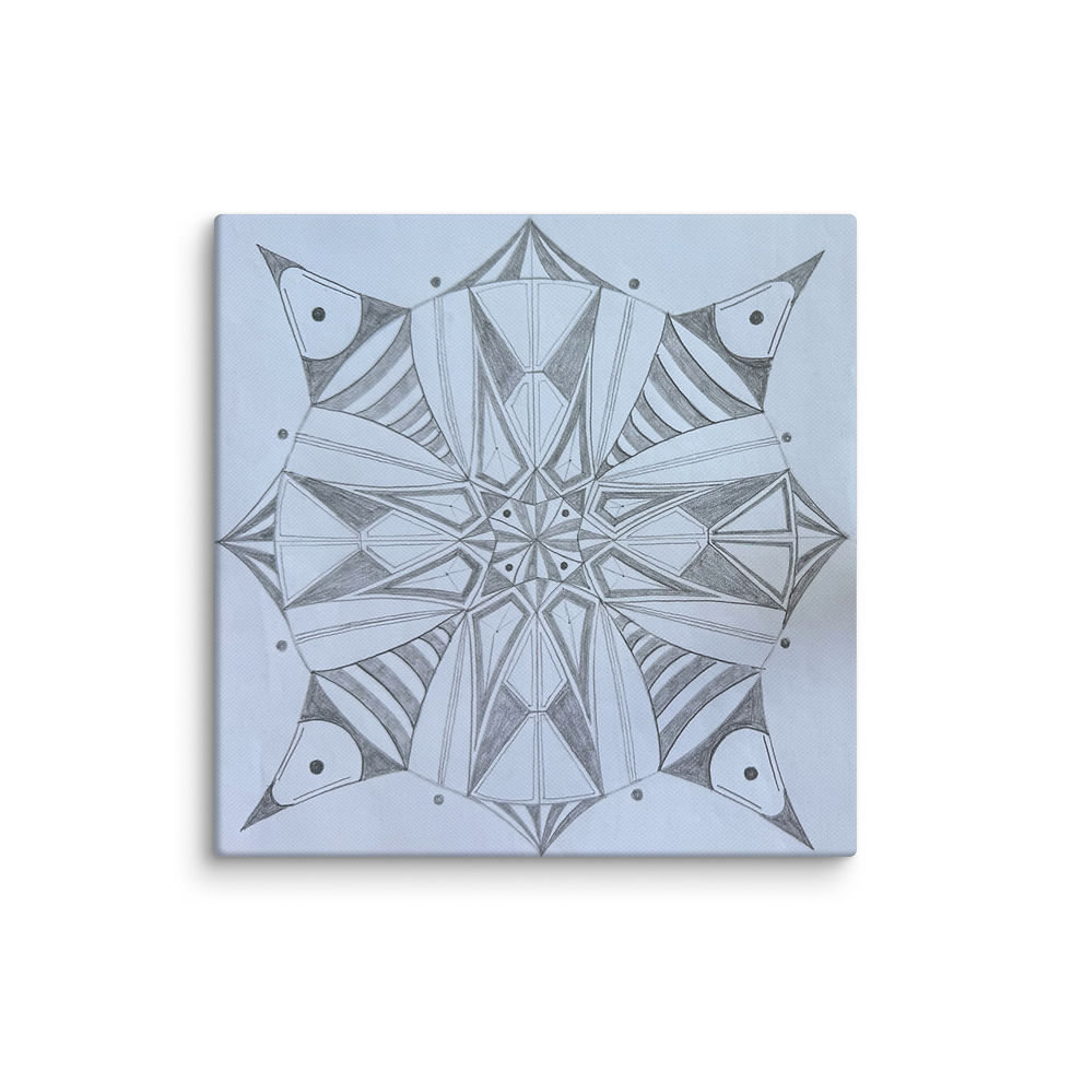 Thumbnail: MandaLei #1079, hand drawn graphite, grey scale, geometrical, canvas print