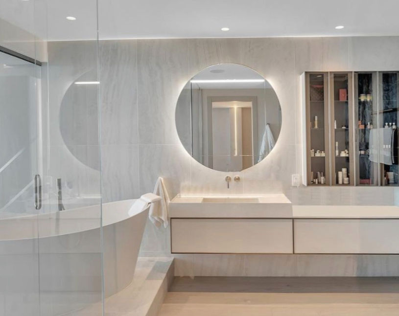 High angle view of an elegantly remodeled kitchen featuring cohesive design elements