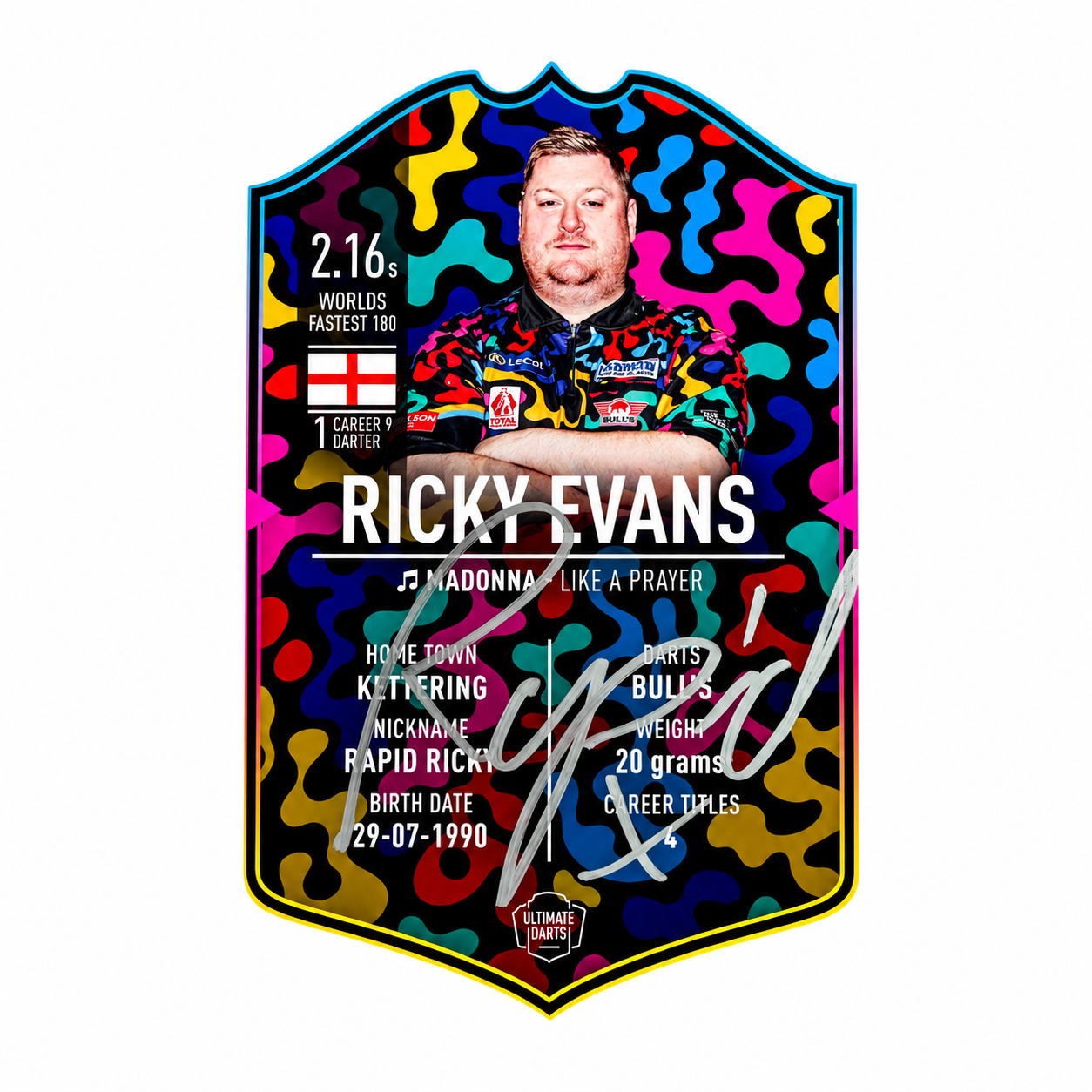 Ricky Evans Ultimate Darts Karte small signiert
