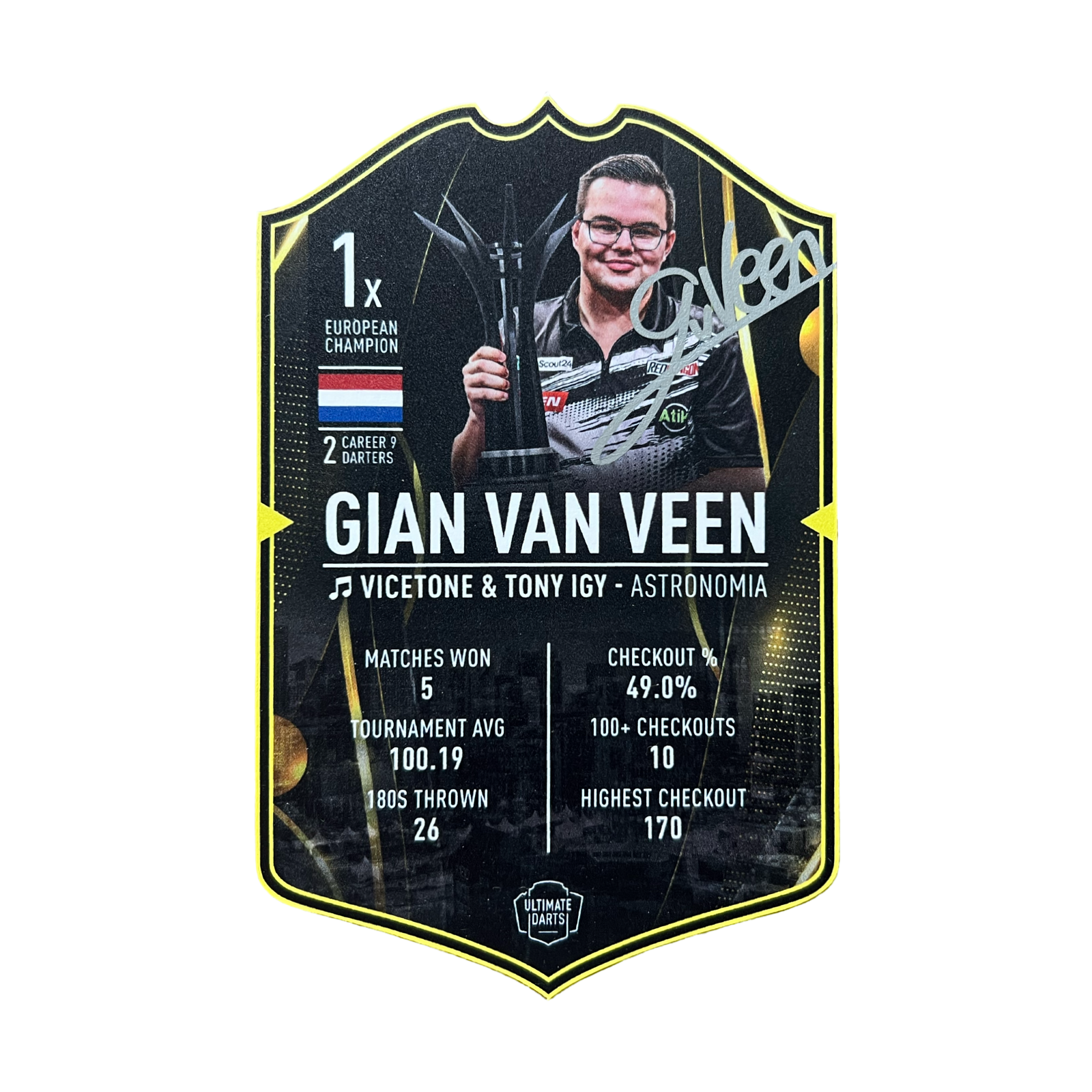 Gian van Veen Ultimate Darts Karte small signiert