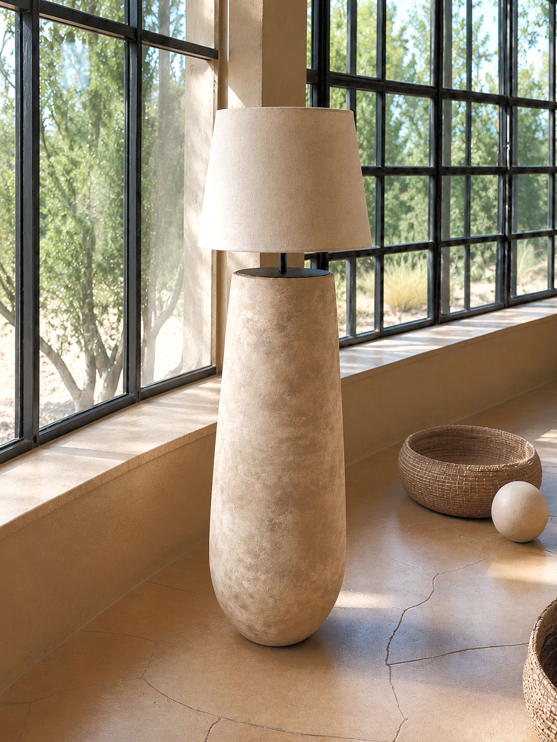 ceramic floor lamp, terracotta floor lamp, artisanal lighting, handmade in portugal
