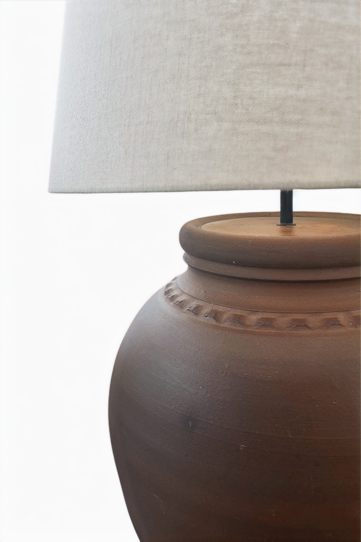 Thumbnail: Terracotta lighting, cermaic lighting, vintage table lamp, rustic table lamp, rustic interior, farmhouse decor, designer