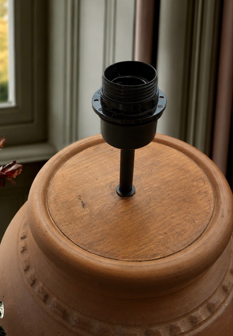 Thumbnail: large ceramic table lamp, hand made in Portugal, terracotta table lamp, ceramic jar