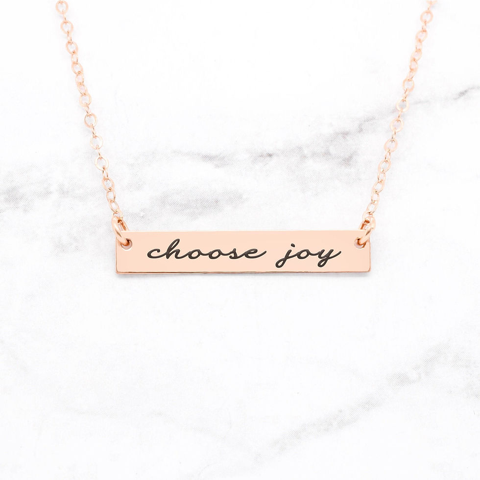 Choose Joy - Rose Gold Quote Bar Necklace