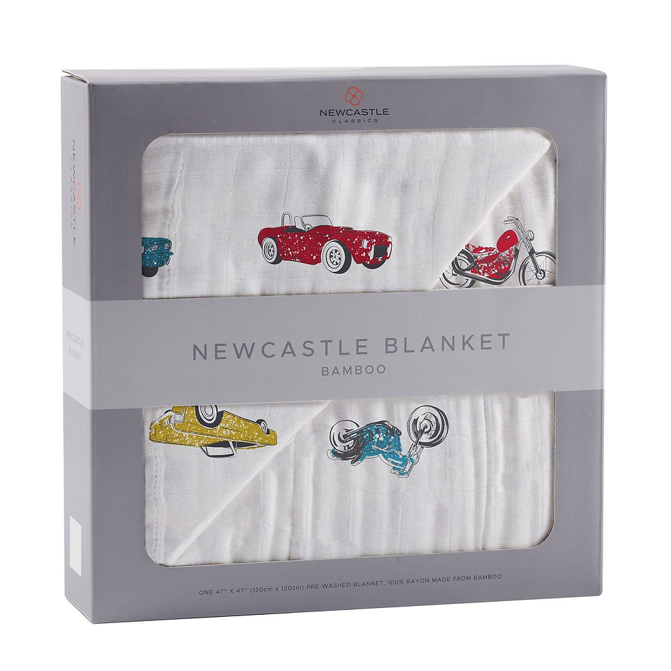 Thumbnail: Vintage Muscle Cars and Motorcycles Bamboo Muslin Newcastle Blanket