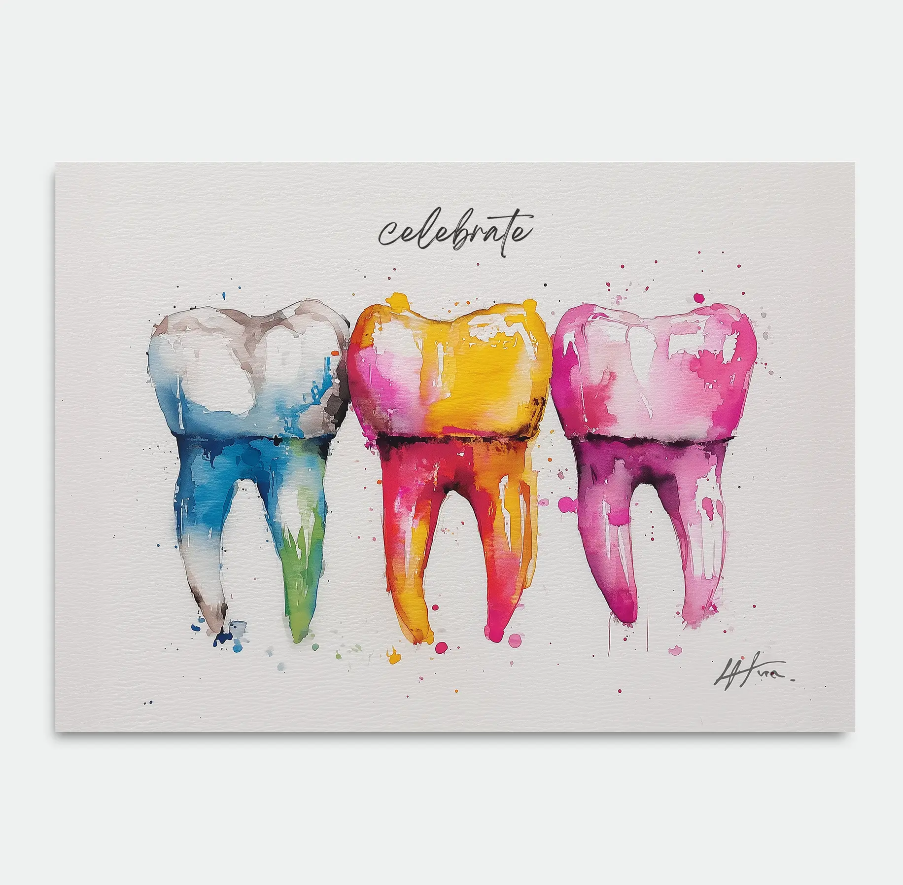 Colorful Molar Art  - Dental Birthday Card