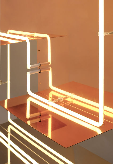QUADRI LUMINOSI IN RAME ACCIAIO E NEON