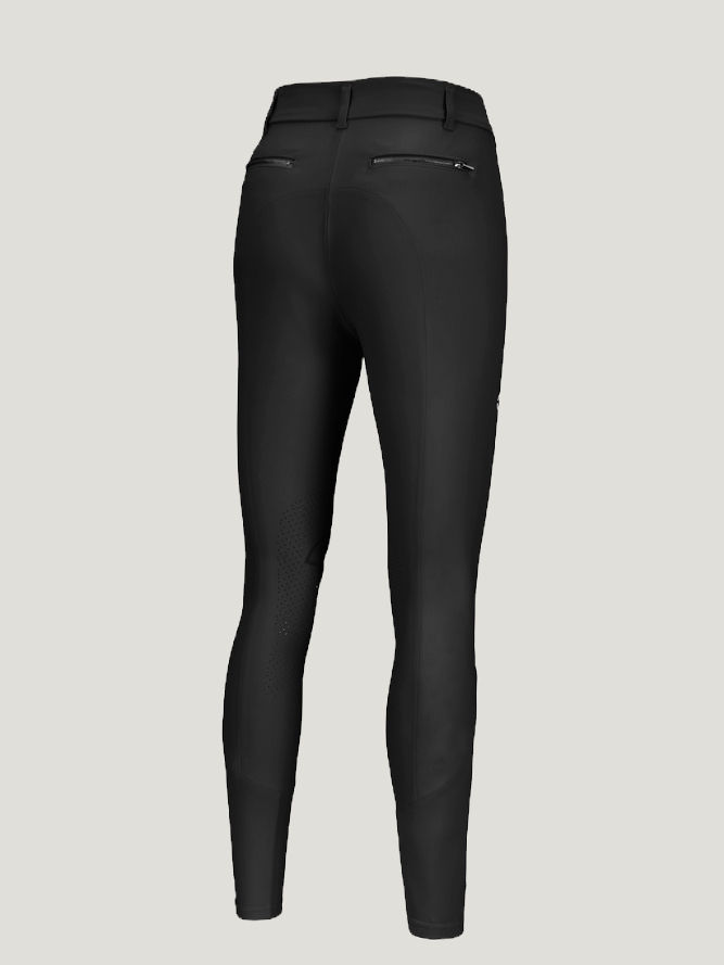 Thumbnail: Pikeur Camie Jump SD black knee-patch breeches with two-button high waistband, front view.