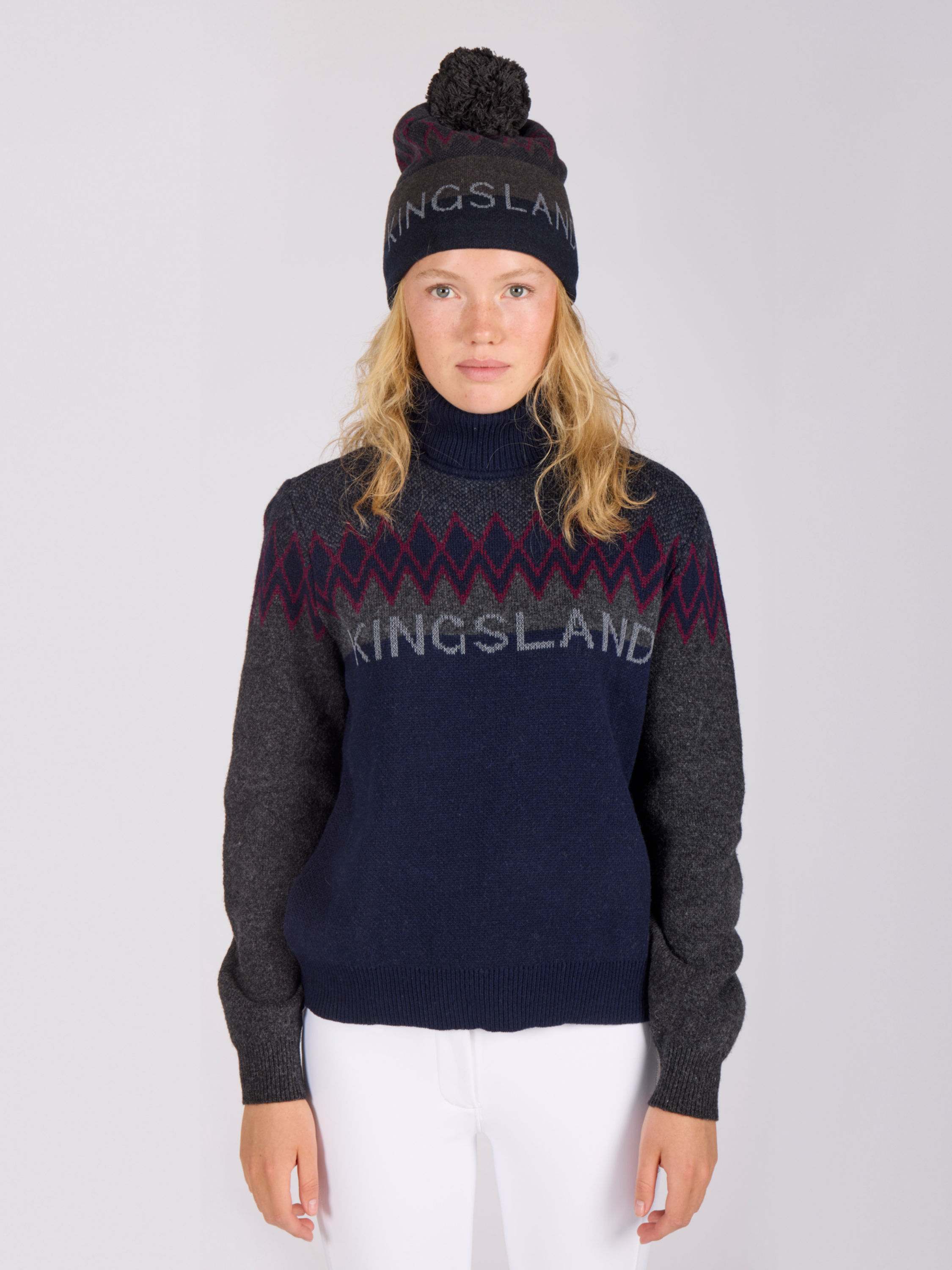 Kingsland KLMontez Ladies Rollneck Turtleneck Knit Sweater Navy