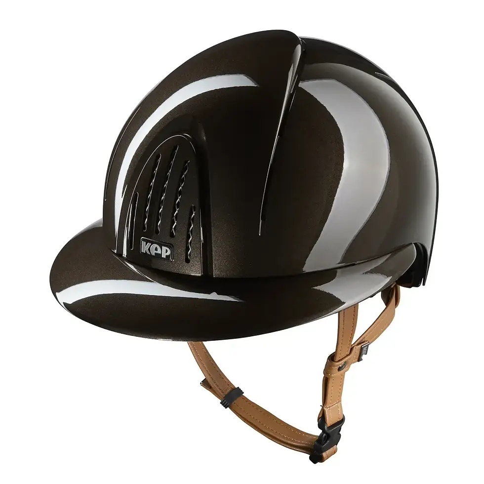 Thumbnail: KEP Smart Nova Brown Metal Polish Beige Strap Wide Visor helmet