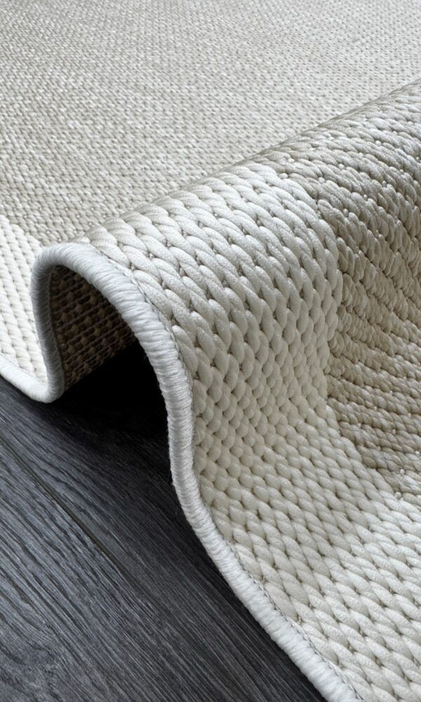 Küçük resim: Excellence Sisal SL-13 Krem Bej Makinede Yıkanabilir Dekoratif Desenli Çerçeveli