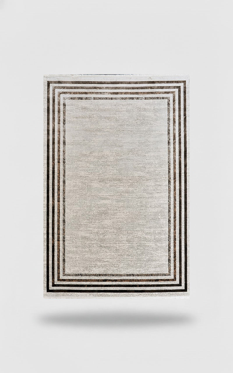 Excellence Shine SH-3 Vizon Dekoratif Modern Desenli Çerçeveli Salon Halısı