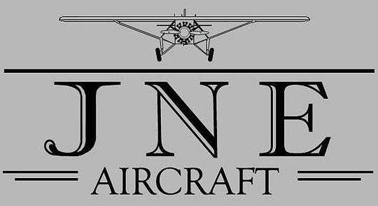 the profile of an airplane over the company name J N E Aircraft