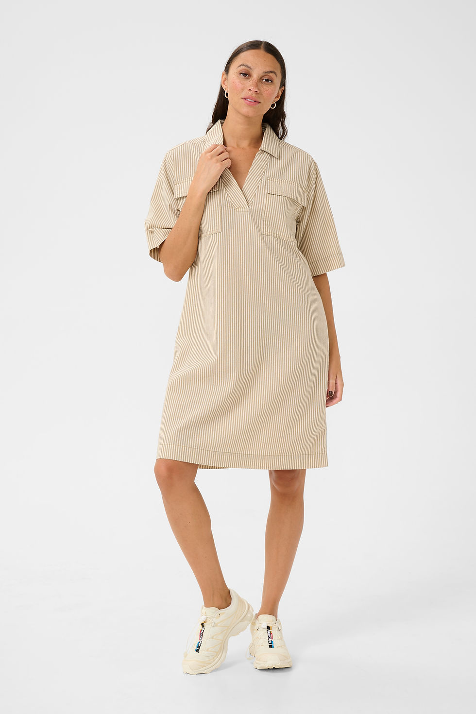 Thumbnail: Kaffe KAnaya Chincilla/White Striped Dress