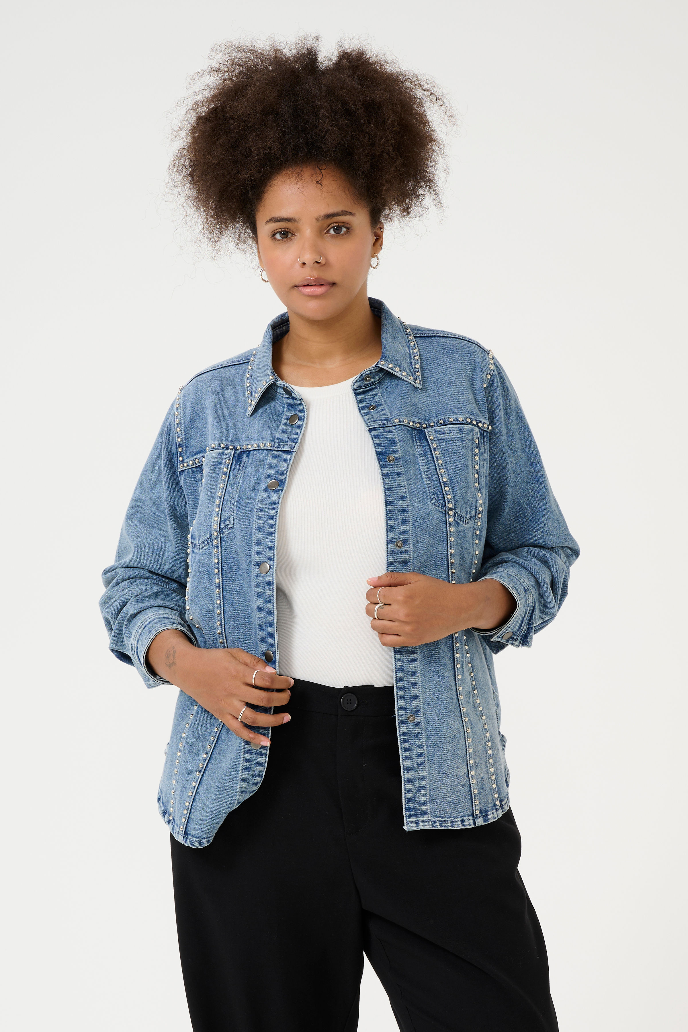 Kaffe Curve KCdarina Washed Blue Denim Jacket