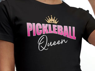 Best Deals! Pink White Pickleball Queen Gold Crown T-Shirt