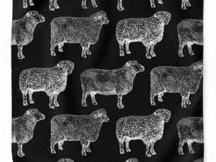 Hot Deals! Vintage Illustrated Sheep Black & White Sheep Bandana