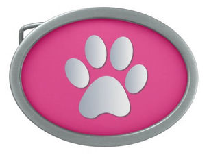 Review Paw Print dog pet silver pink pattern belt buckle