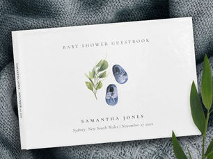 Hot Deals! Cute Green Ink Blue Boy Shoes Foliage Baby Shower Guest Book