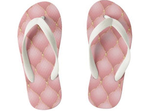 Hot Review! Luxury Blush Pink Rose Gold Diamond Tufted Pattern Kid's Flip Flops