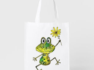 Hot Review! Cute Whimsical Happy Frog Grocery Bag