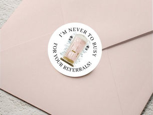 Hot Deals! Pink Watercolor Front Door Real Estate Referral Classic Round Sticker