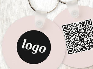 Hot Deals! Simple Logo QR Code Business Blush Pink Keychain