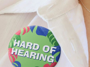 Best Price! Hard of Hearing Green Pink Blue Tropical Leaves Button