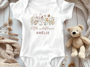 Top 10! Floral Little Wildflower Baby Baby Bodysuit
